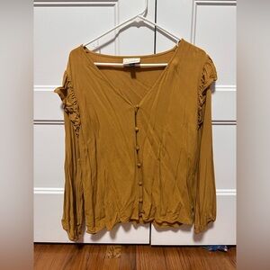 Universal Thread Mustard Ruffle Sleeve Blouse